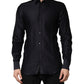 Black Dotted Cotton Collared GOLD Dress Shirt