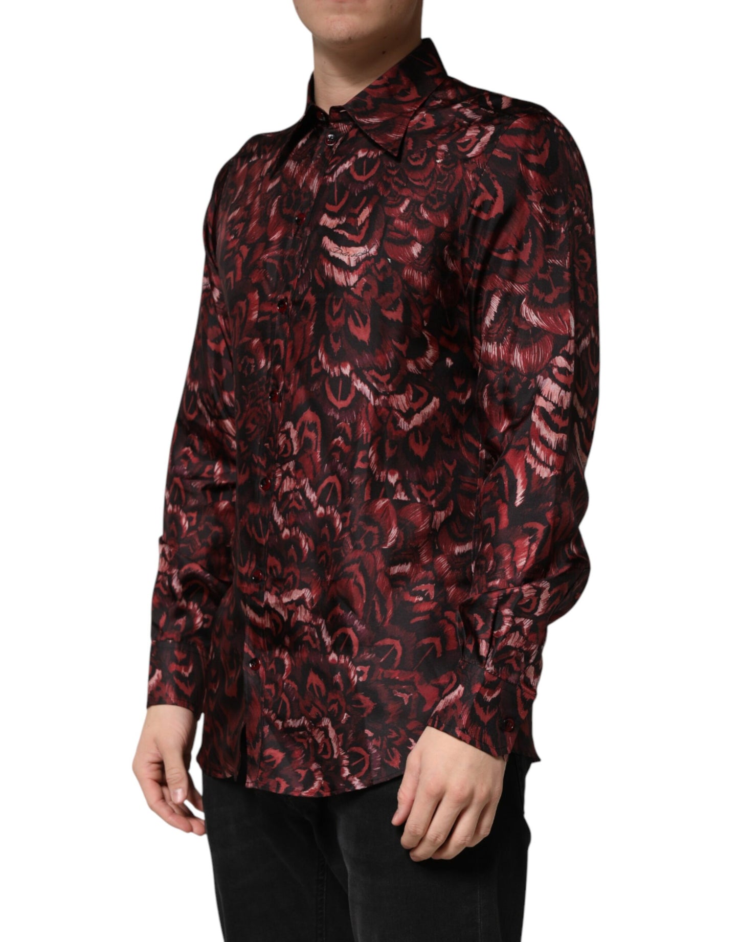 Bordeaux Patterned Collared Men Dress Shirt