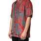 Gray Red Corals Short Sleeves Casual Shirt
