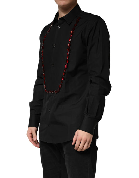 Black Crystal GOLD Formal Cotton Dress Shirt