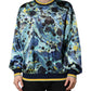 Multicolor Marble Print Pullover Sweater