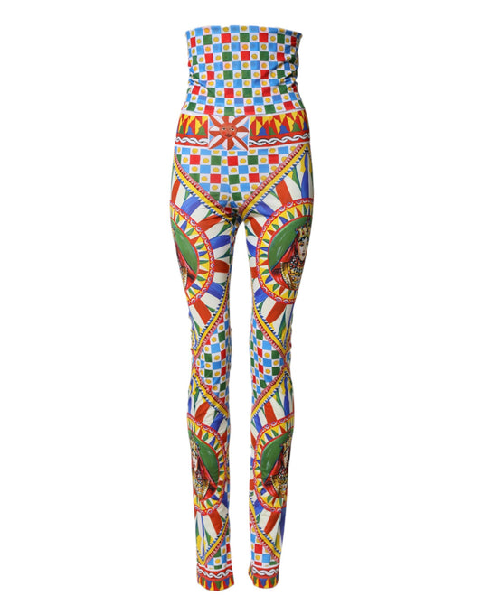 Multicolor Carretto Leggings High Waist Pants