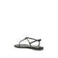 Black Calf Leather Bos Taurus Flat Sandals