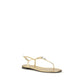 Gold Calf Leather Bos Taurus Flat Sandals