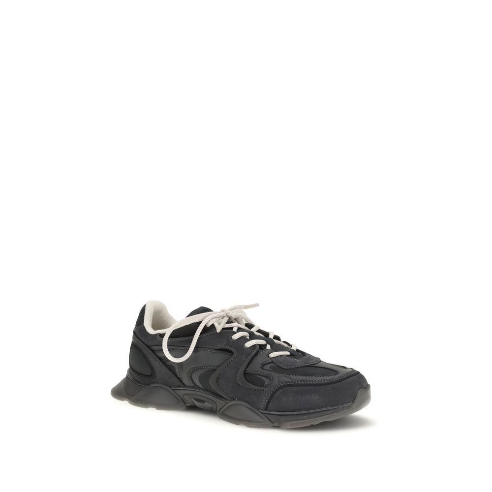 Black Calf Leather Bos Taurus Chunky Sneakers