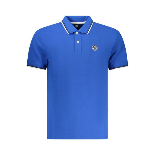 Blue Cotton Men Polo Shirt