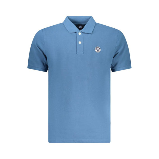 Blue Cotton Men Polo Shirt