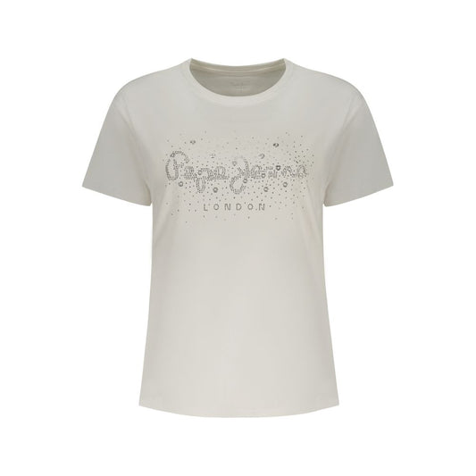 White Cotton Women T-Shirt