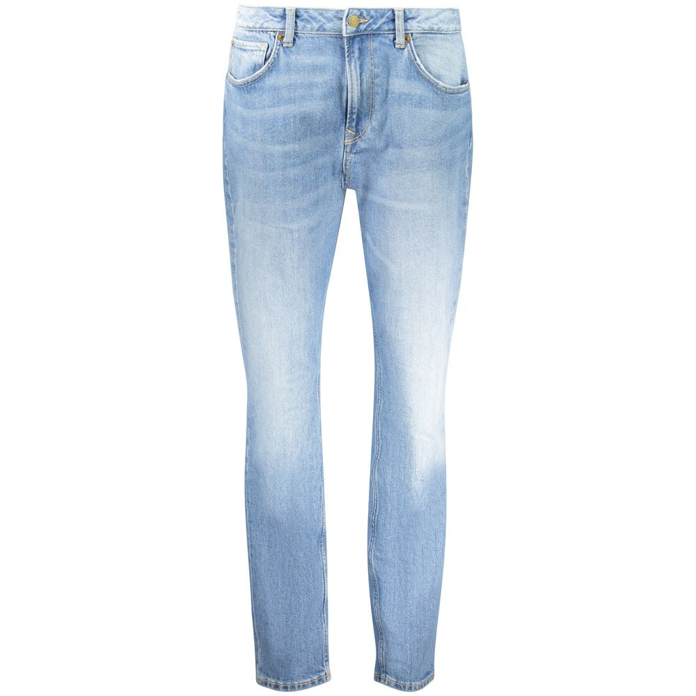 Blue Cotton Tapered Jeans