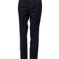 Navy Blue Straight Chino Mid Waist Pants