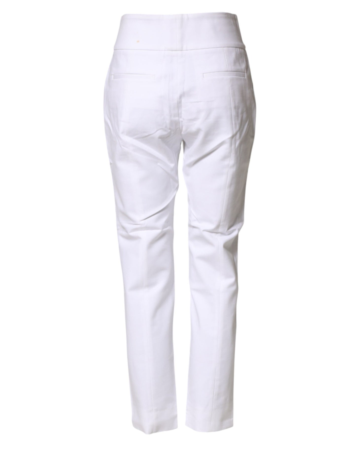 White High Waist Tapered Fit Chino Trouser Pants