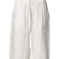 White Cotton High Waist Wide Leg Straight Bermuda Shorts