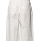 White Cotton High Waist Wide Leg Straight Bermuda Shorts