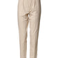 Beige Cotton High Waist Straight Chino Trouser Pants