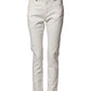 White Cotton Mid Waist Skinny Denim Trouser Jeans