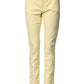 Yellow Cotton Low Waist Slim Fit Skinny Denim Casual Jeans
