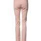 Light Pink Cotton Mid Waist Skinny Fit Denim Jeans