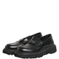 Black Leather DG Plaque Loafers Dress Shoes