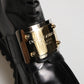 Black Leather DG Plaque Lace Up Boots Shoes