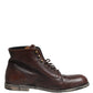 Brown Lace Up Short Ankle Boots Men Shoes