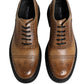 Brown Lace Up Leather Brogue Derby Men Shoes
