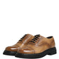 Brown Lace Up Leather Brogue Derby Men Shoes