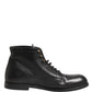 Black Lace Up Short Ankle Boots Men Shoes
