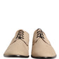 Beige Canvas Derby Lace Up Dress Men Shoes