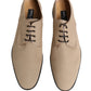 Beige Canvas Derby Lace Up Dress Men Shoes