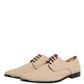Beige Canvas Derby Lace Up Dress Men Shoes