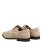 Beige Canvas Derby Lace Up Dress Men Shoes