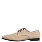 Beige Canvas Derby Lace Up Dress Men Shoes