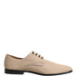 Beige Canvas Derby Lace Up Dress Men Shoes