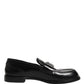 Black Leather DG Plaque Loafers Dress Shoes