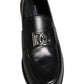 Black Leather DG Plaque Loafers Dress Shoes