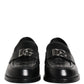Black Leather DG Plaque Loafers Dress Shoes