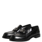 Black Leather DG Plaque Loafers Dress Shoes