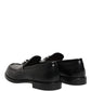 Black Leather DG Plaque Loafers Dress Shoes