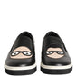 Black Leather Signature Figures Sneakers Shoes