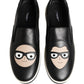 Black Leather Signature Figures Sneakers Shoes
