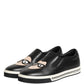 Black Leather Signature Figures Sneakers Shoes