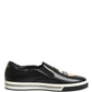 Black Leather Signature Figures Sneakers Shoes