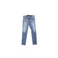 Blue Cotton Straight-Leg Jeans
