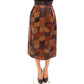 Brown Lamb Leather Midi Skirt