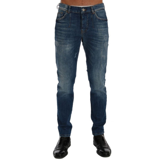 Blue Cotton Slim Fit Jeans
