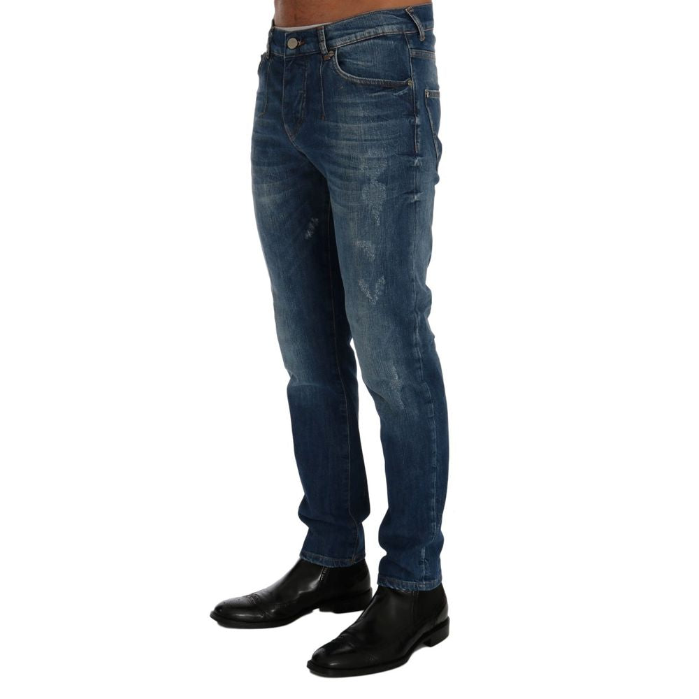 Blue Cotton Slim Fit Jeans