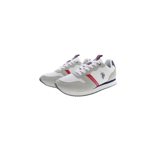 White Polyester Athletic Sneakers
