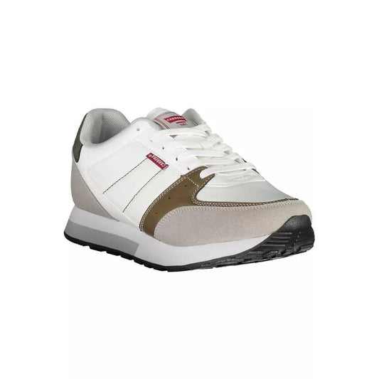 White Polyester Athletic Sneakers