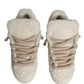 White Faux Shearling Low Top Sneakers  Shoes