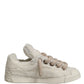 White Faux Shearling Low Top Sneakers  Shoes
